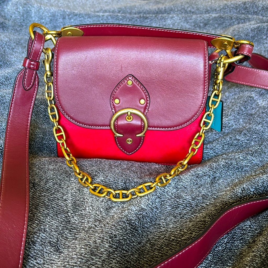 Coach Red And Burgundy Crossbody Bag